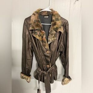 VINTAGE Linda Lundstrum faux leather/fur jacket